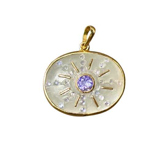 S O L pendant, moonstone with tanzanite
