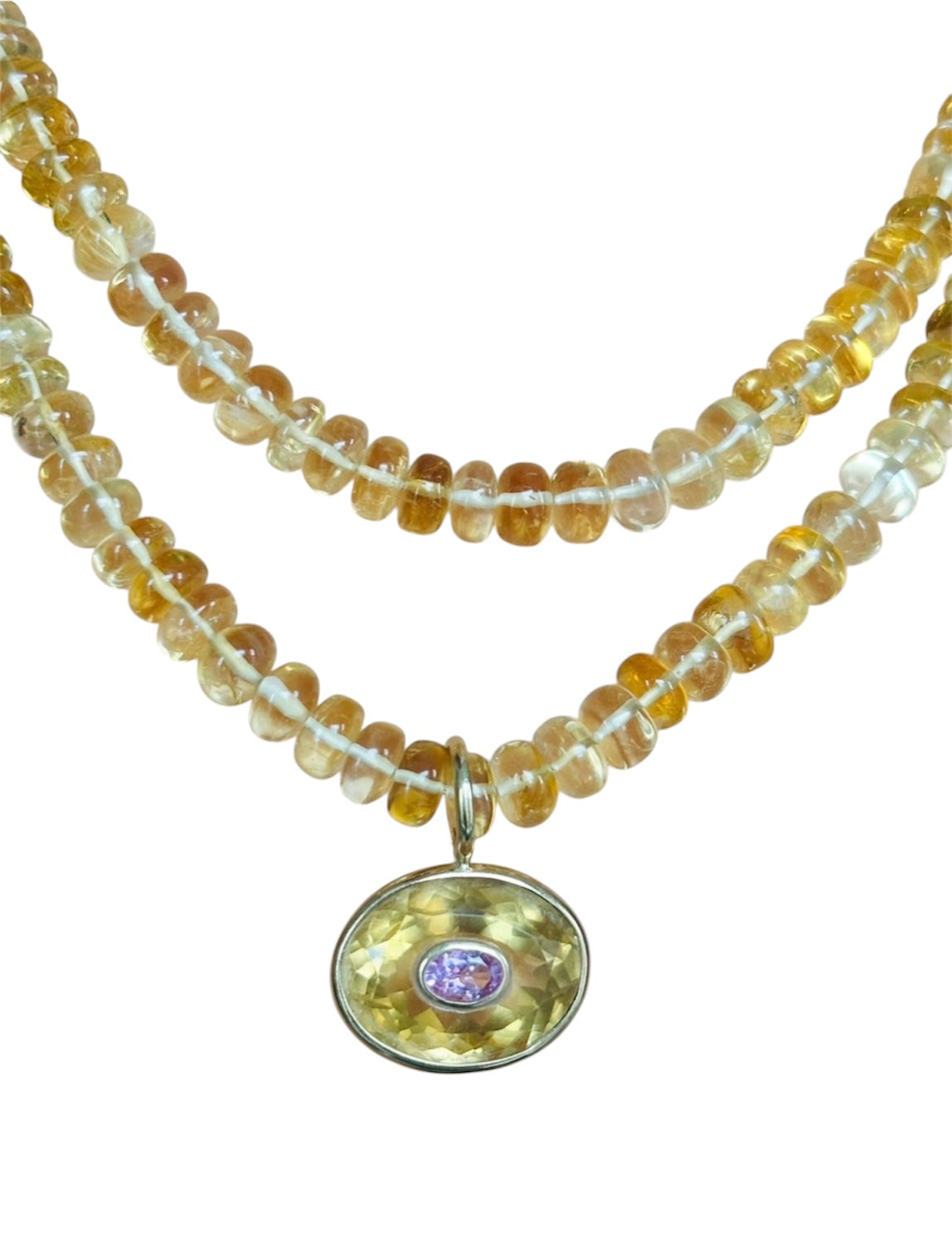 DISCO Pendant, Citrine with Pink Sapphire