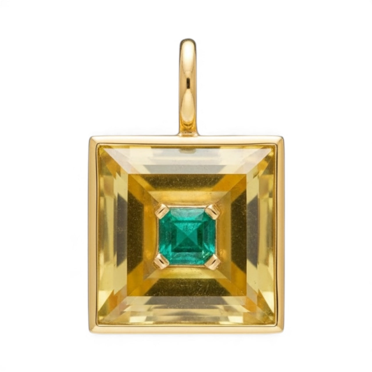 DISCO Pendant: Citrine with Emerald