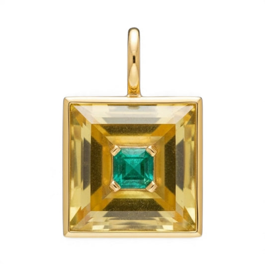 DISCO Pendant: Citrine with Emerald