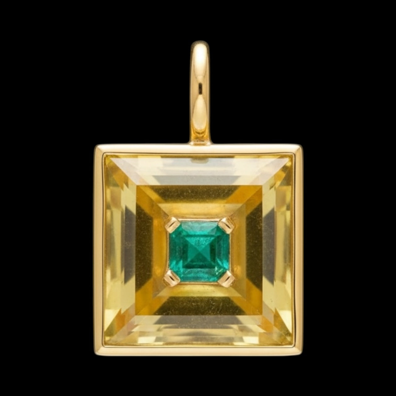 DISCO Pendant: Citrine with Emerald