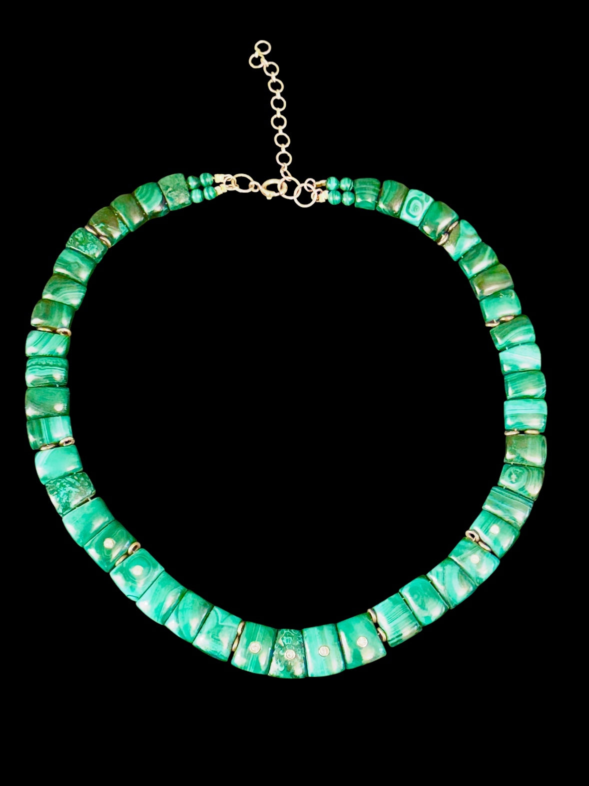 CLEO collar necklace, malachite & diamonds