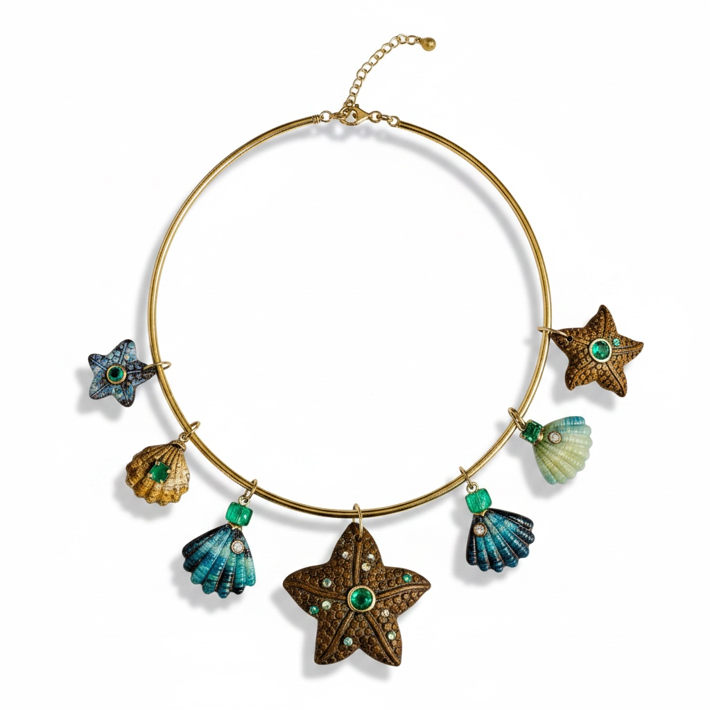 Australian Opal Shell Pendant with Emerald