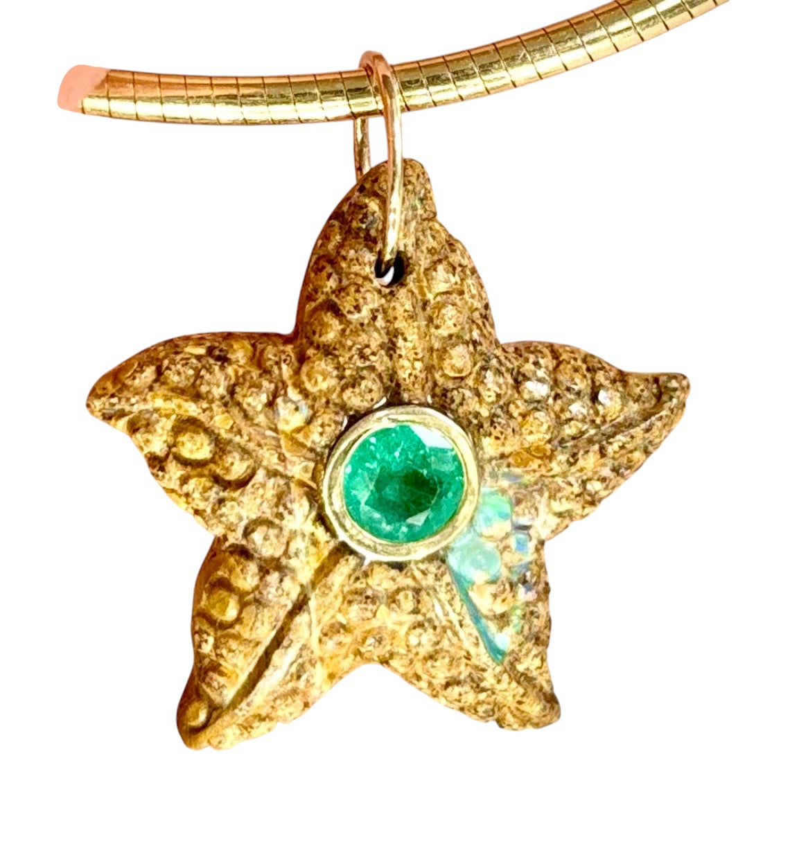 Australian Opal Starfish Pendant (medium) with Emerald