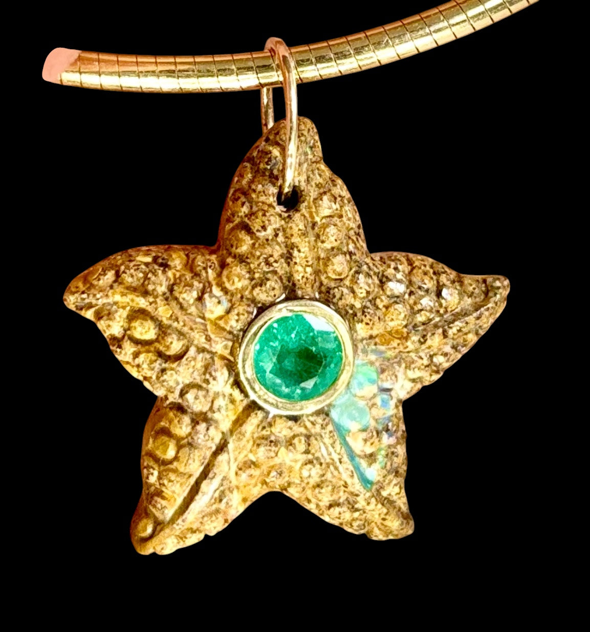 Australian Opal Starfish Pendant (medium) with Emerald