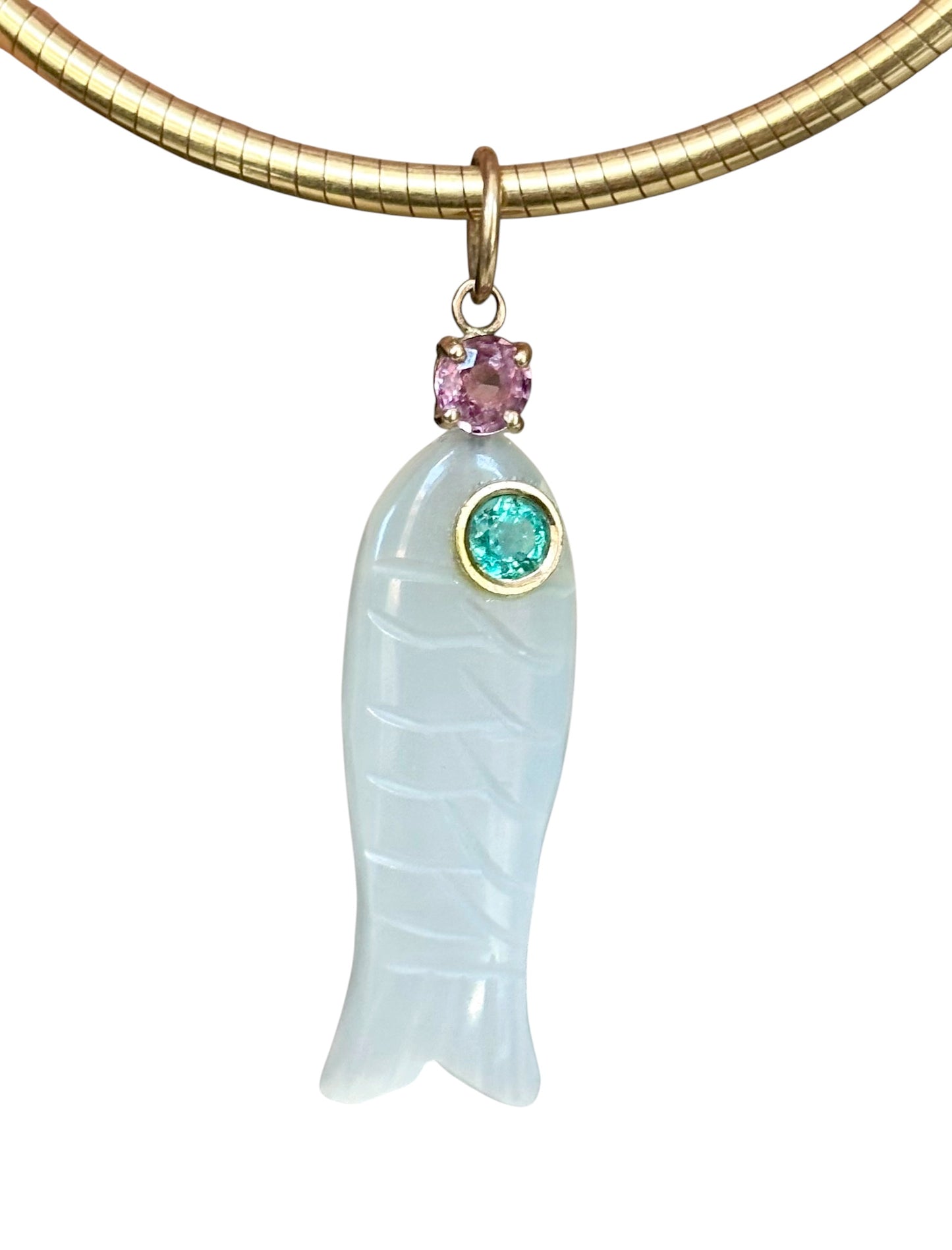 Perfect Poisson Pendant with Emerald & Pink Spinel