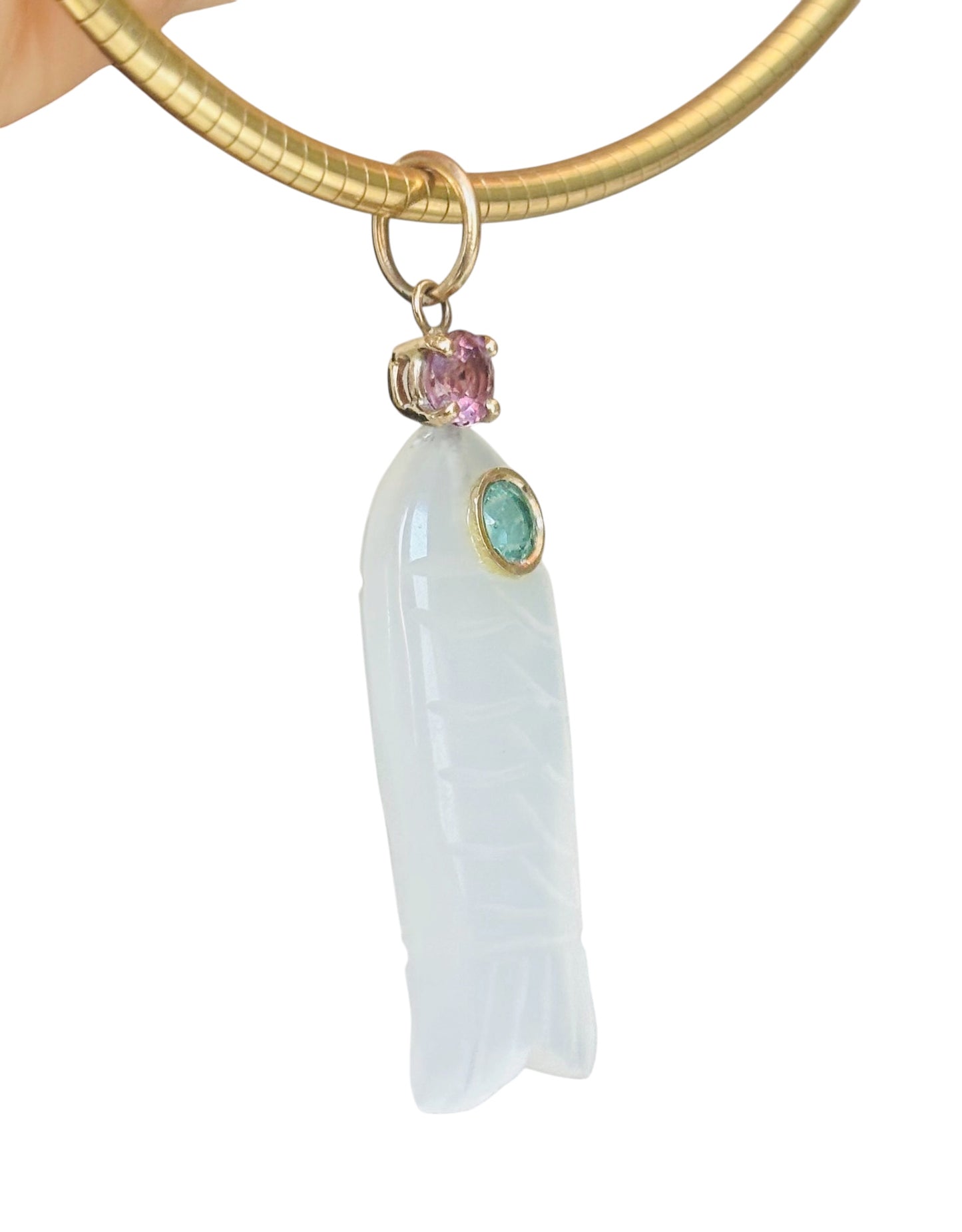 Perfect Poisson Pendant with Emerald & Pink Spinel