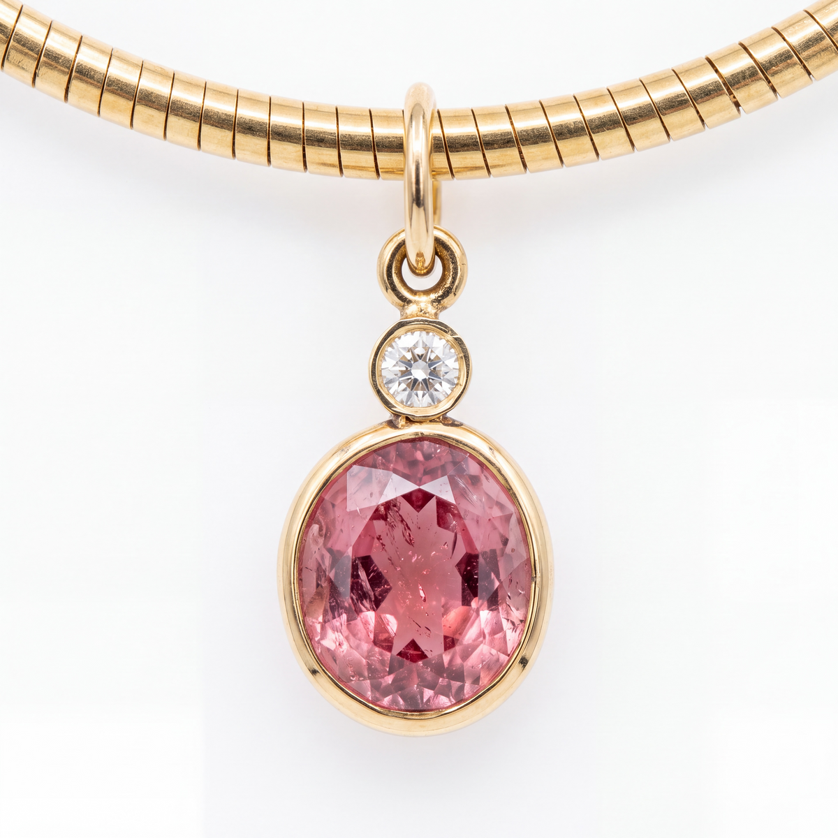 Tourmaline & Diamond Charm with 14k Gold