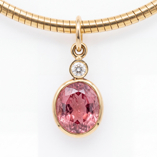 Tourmaline & Diamond Charm with 14k Gold