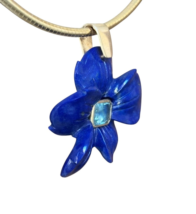 FLORA Pendant, Lapis with Sky Blue Topaz