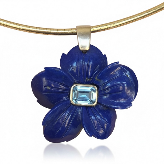 FLORA Pendant, Lapis with Sky Blue Topaz