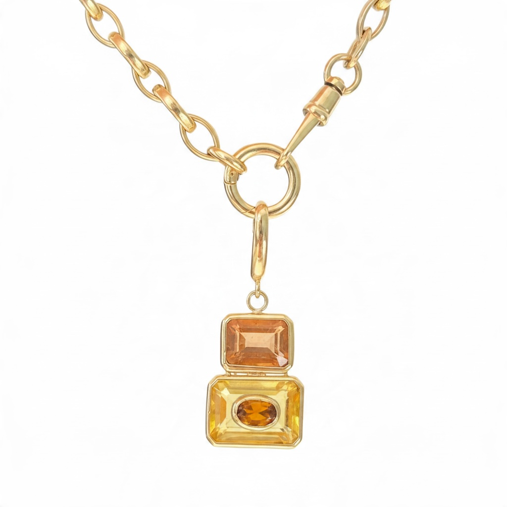DISCO Pendant: Citrine with Brown Tourmaline & 14k Gold