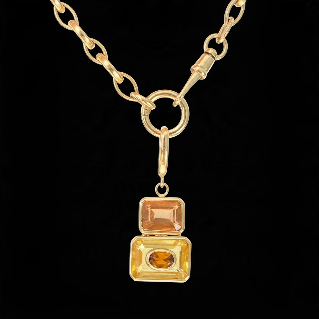 DISCO Pendant: Citrine with Brown Tourmaline & 14k Gold