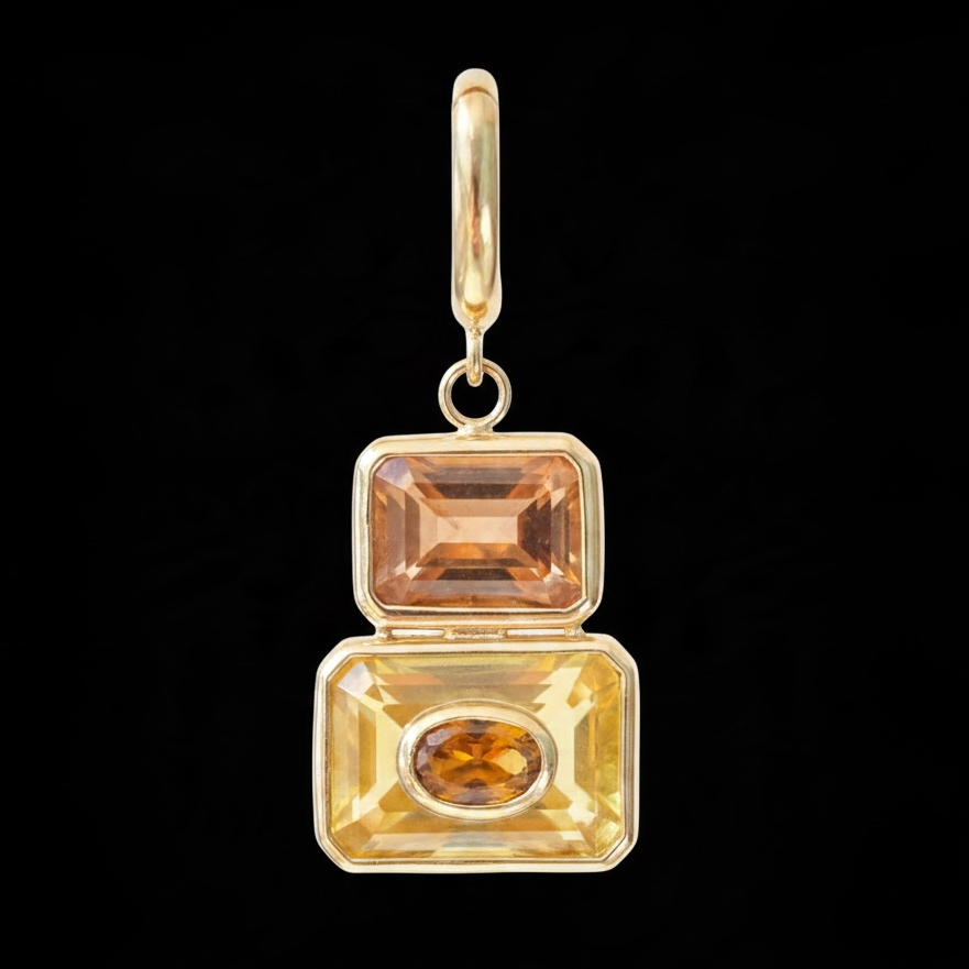 DISCO Pendant: Citrine with Brown Tourmaline & 14k Gold