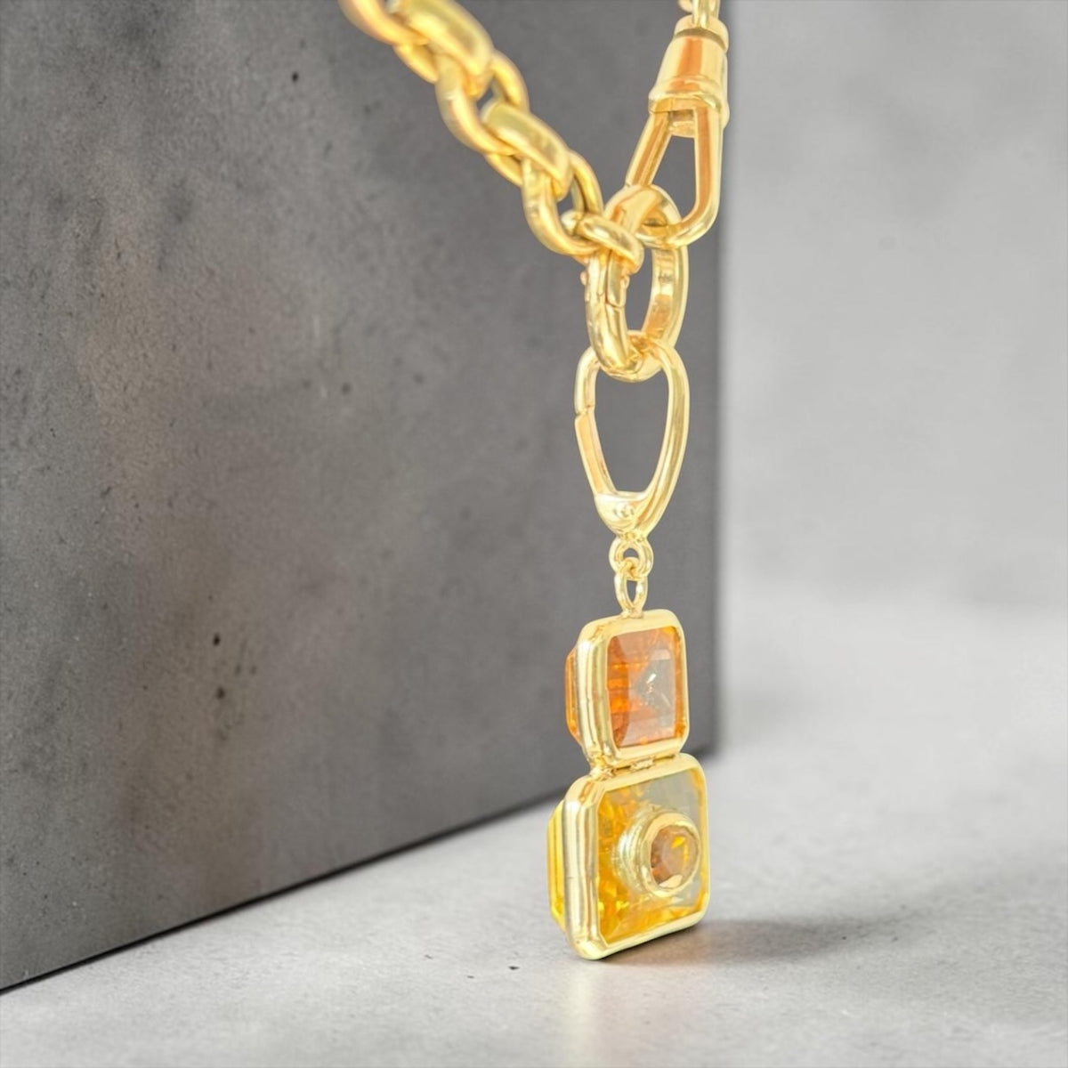 DISCO Pendant: Citrine with Brown Tourmaline & 14k Gold