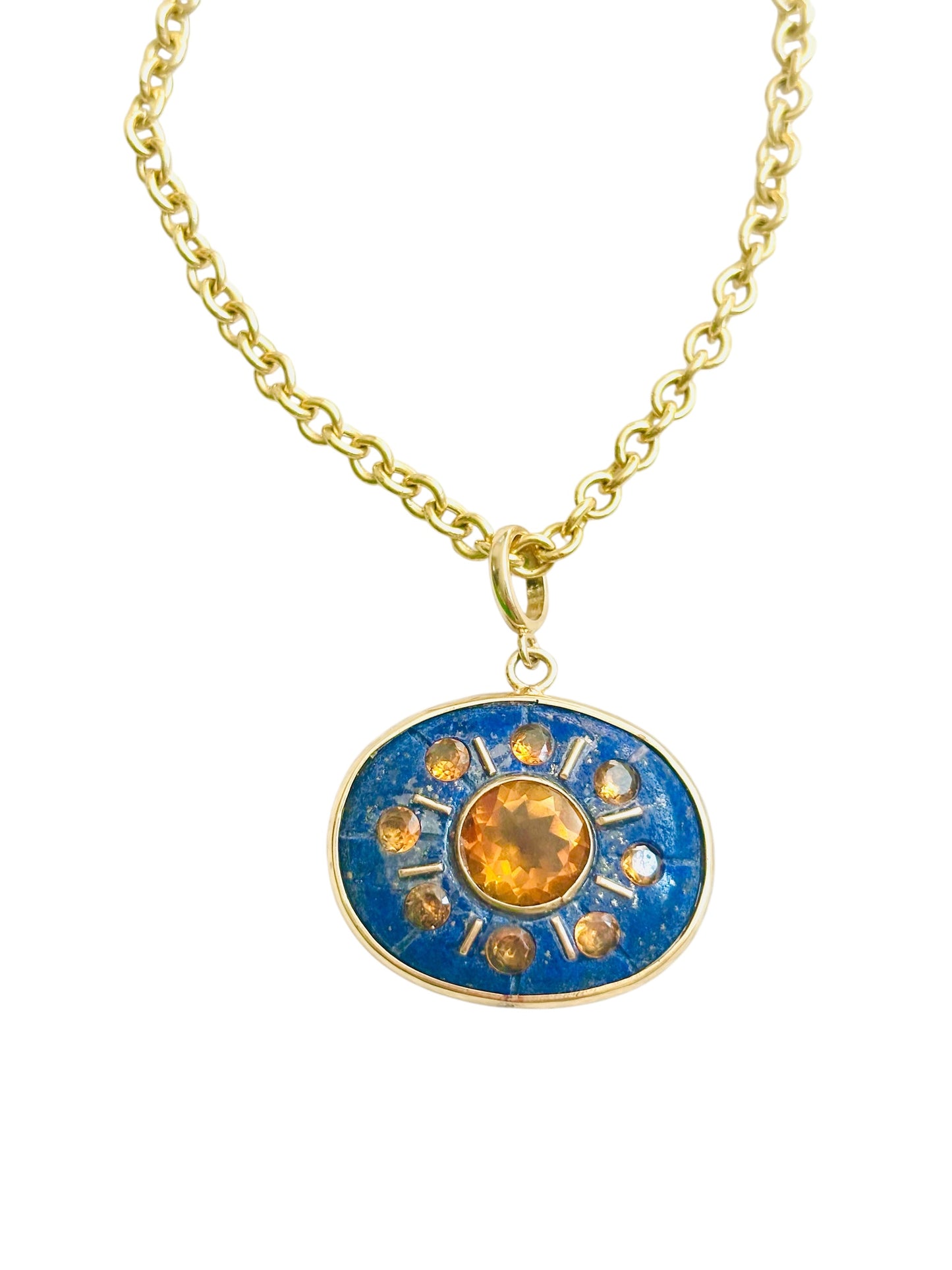 SOL Pendant, Lapis with Citrines