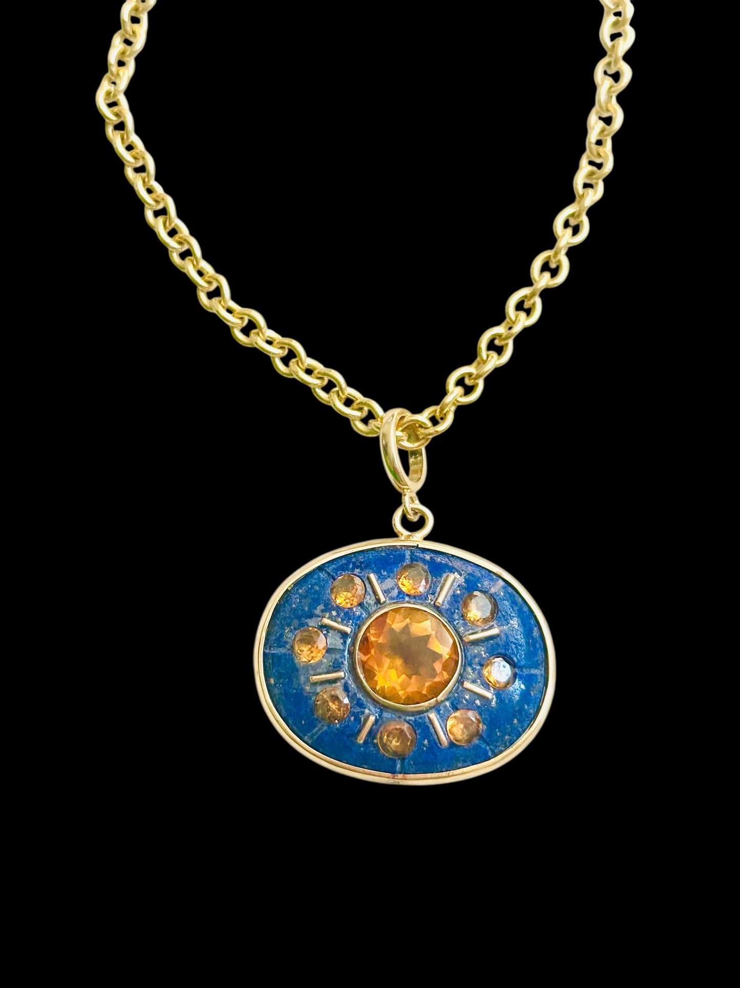 SOL Pendant, Lapis with Citrines