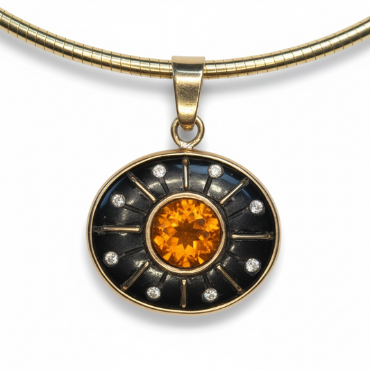 SOL Pendant, Black Onyx with Madeira Citrine and Diamonds