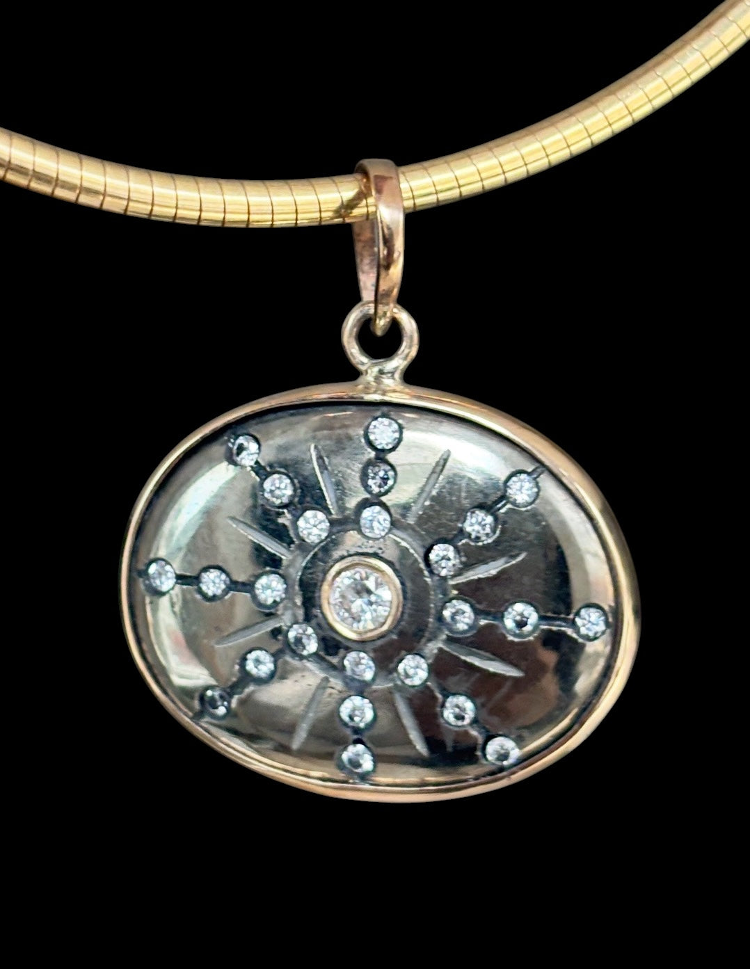SOL Pendant, Pyrite & Diamonds