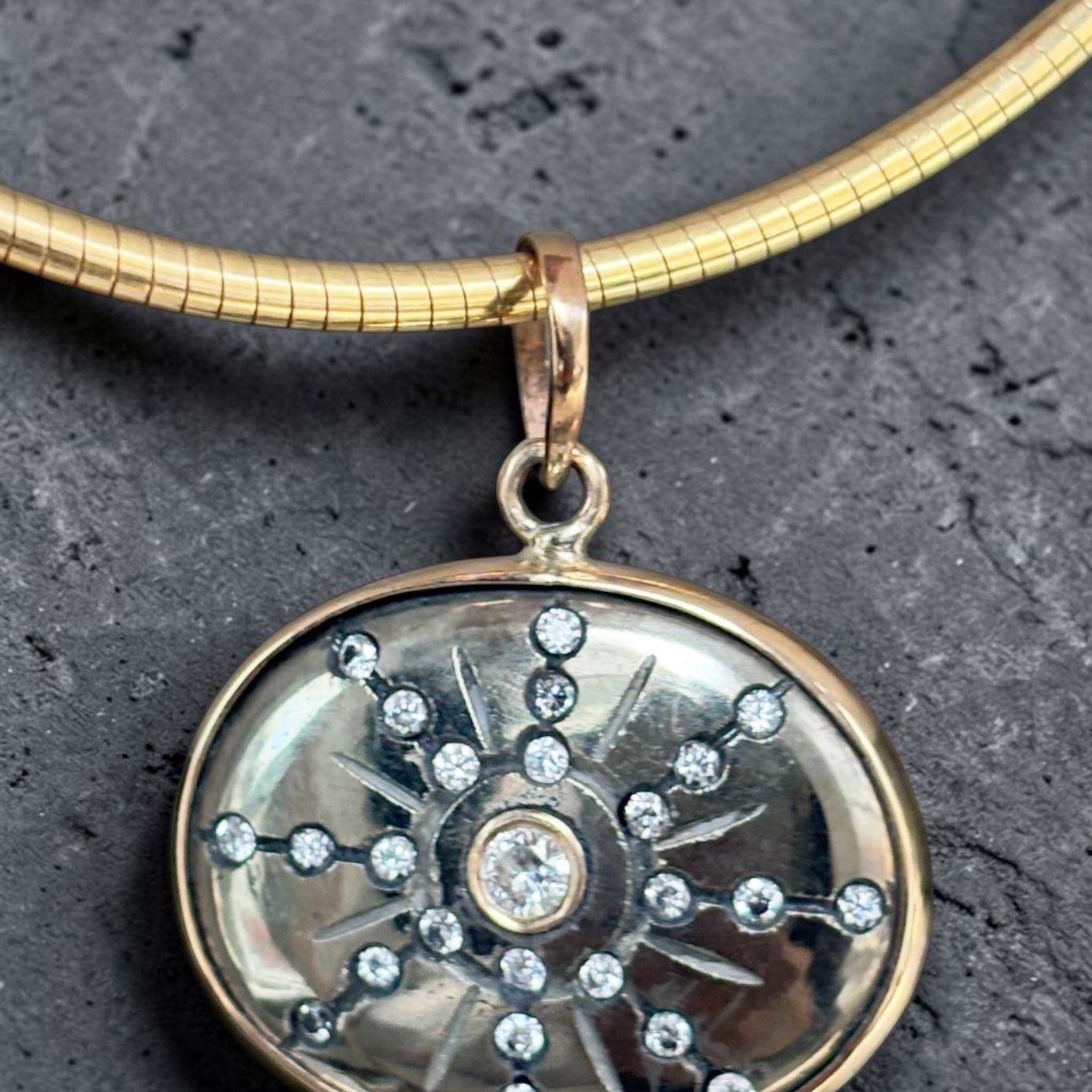 SOL Pendant, Pyrite & Diamonds
