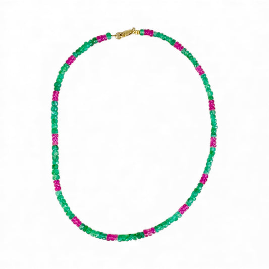 Emerald & Pink Sapphire Necklace