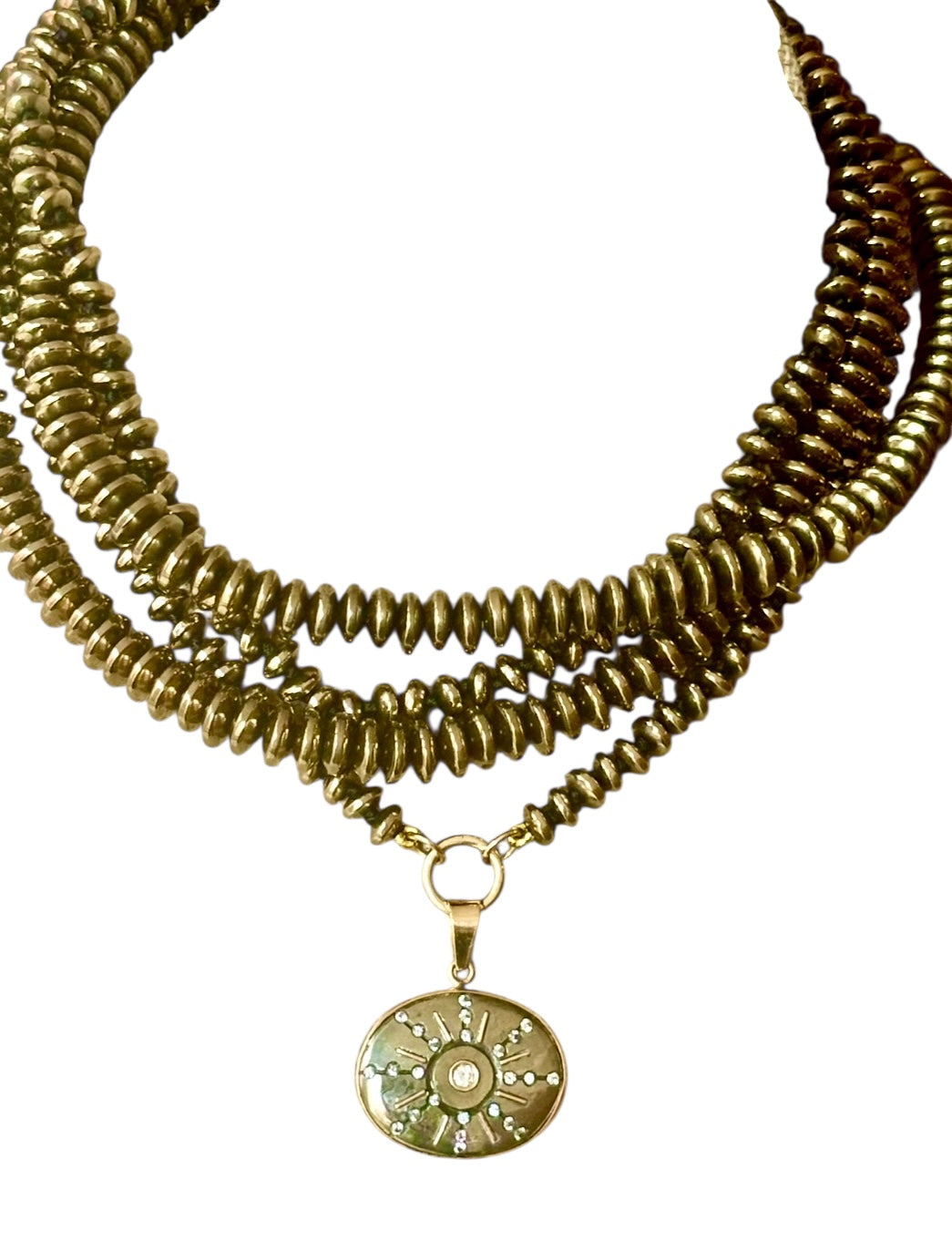 SOL Pendant, Pyrite & Diamonds