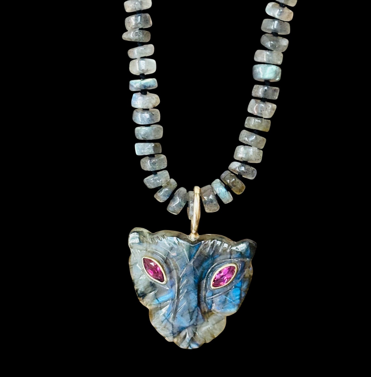 Labradorite Necklace with Lioness Pendant