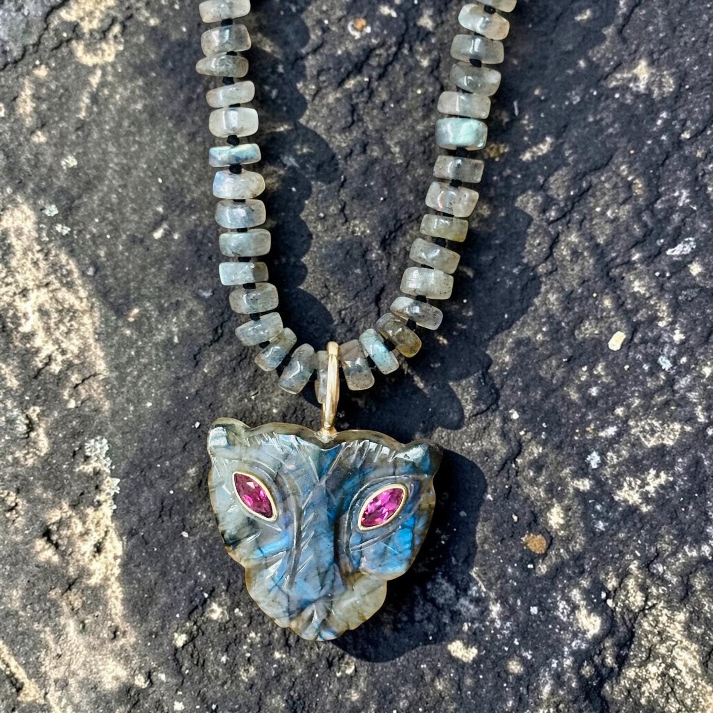 Labradorite Necklace with Lioness Pendant