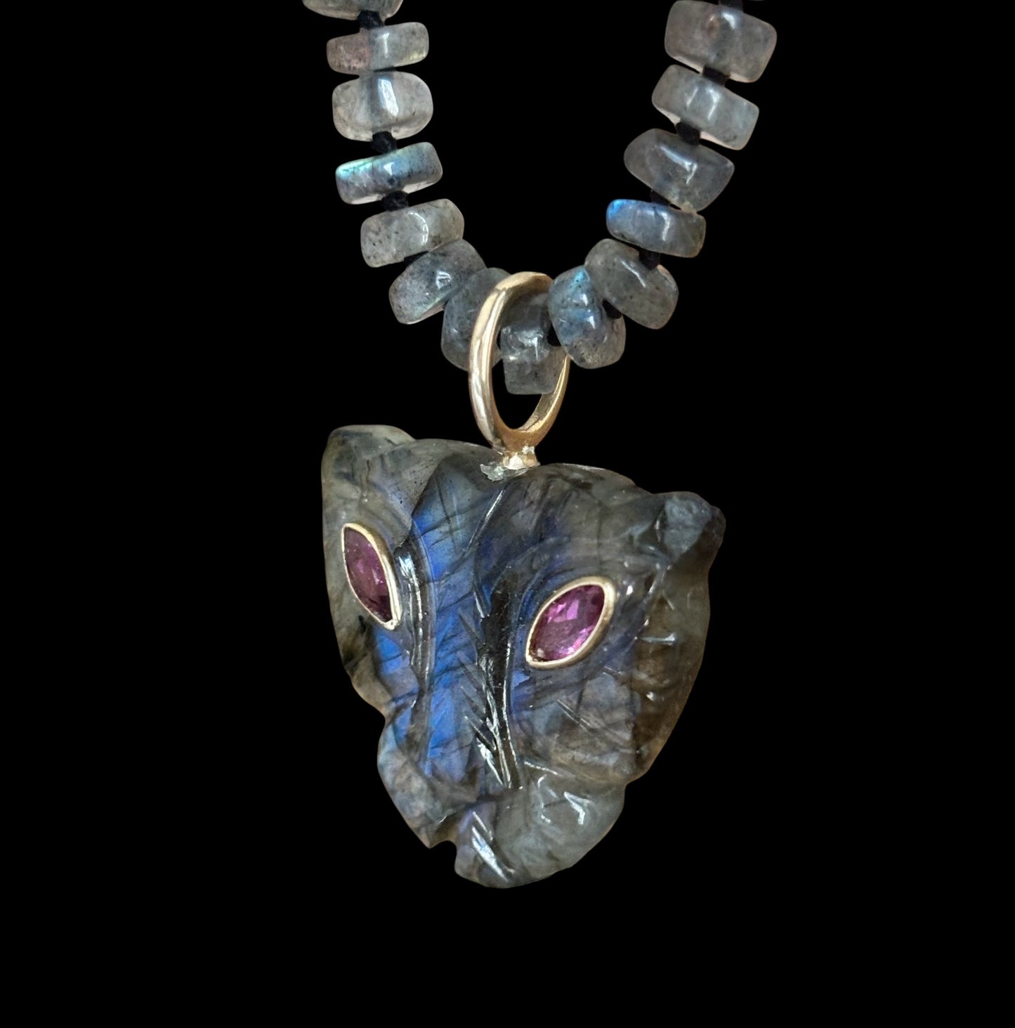 Labradorite Necklace with Lioness Pendant