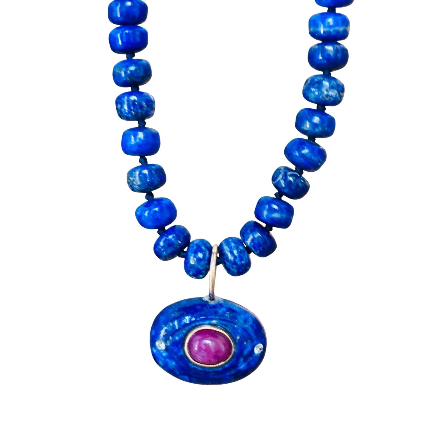 Lapis Necklace with Evil Eye Pendant