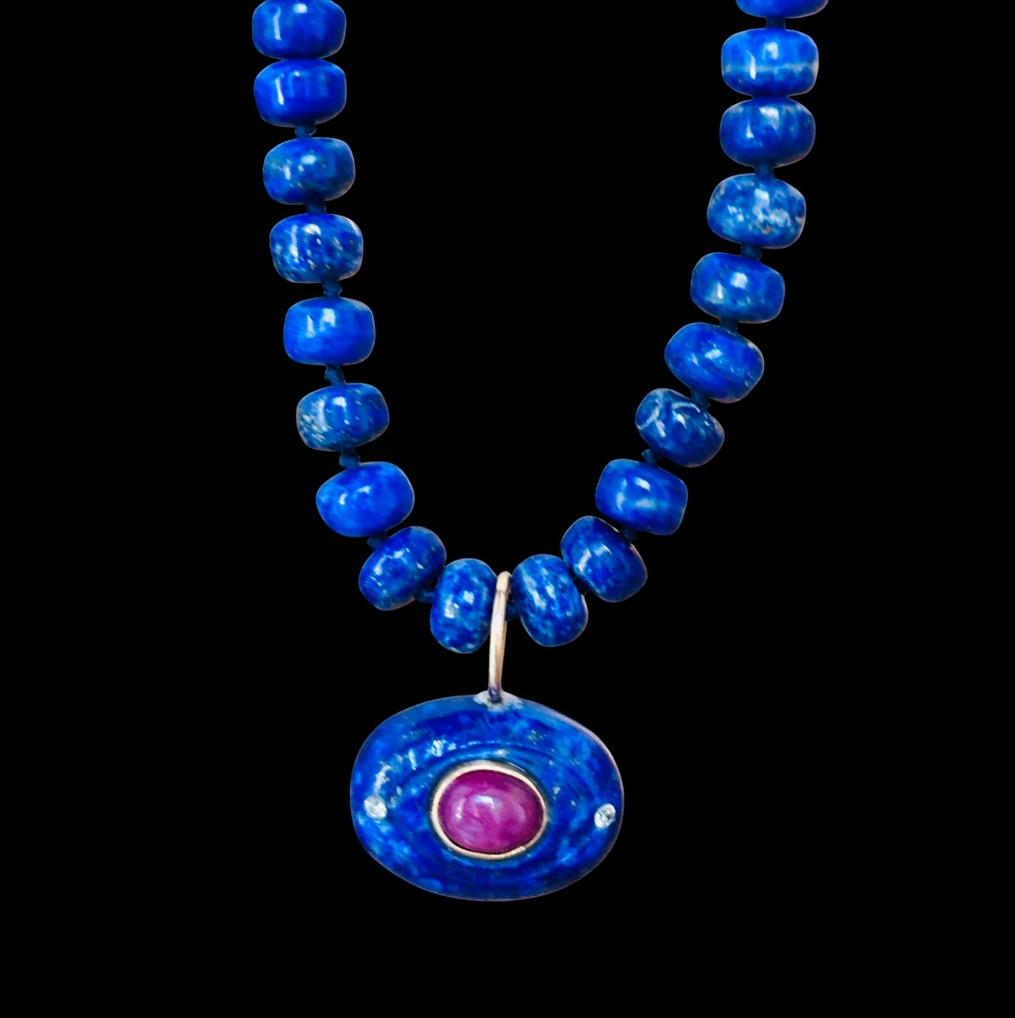 Lapis Necklace with Evil Eye Pendant
