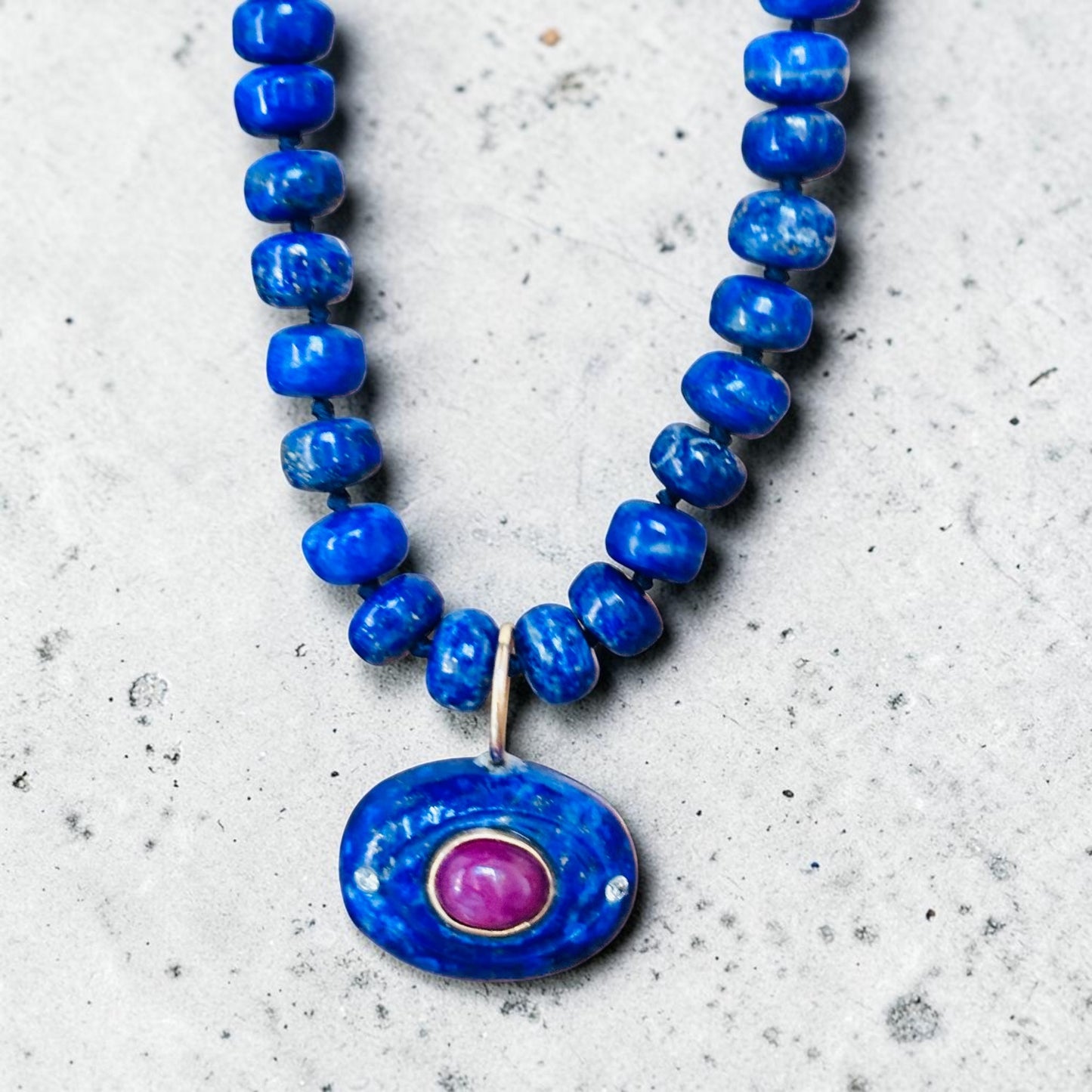 Lapis Necklace with Evil Eye Pendant