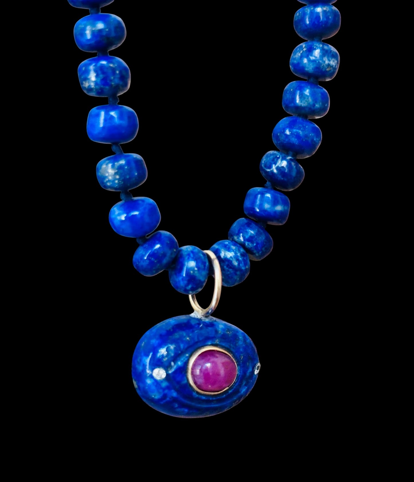 Lapis Necklace with Evil Eye Pendant