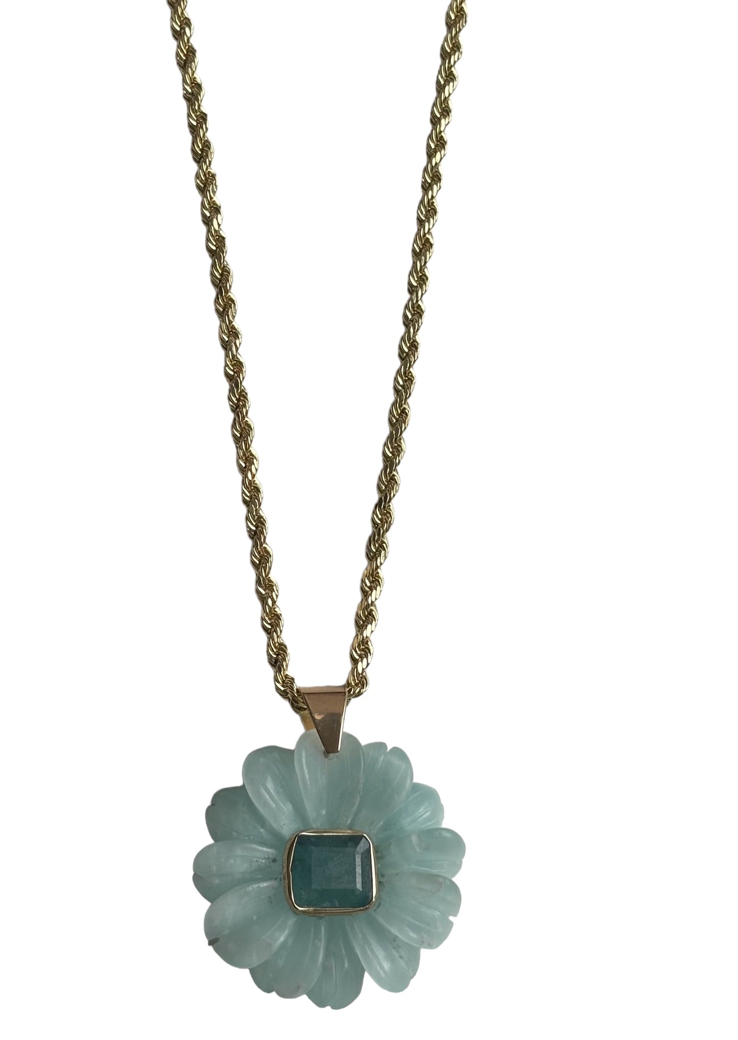 FLORA necklace, amazonite & emerald