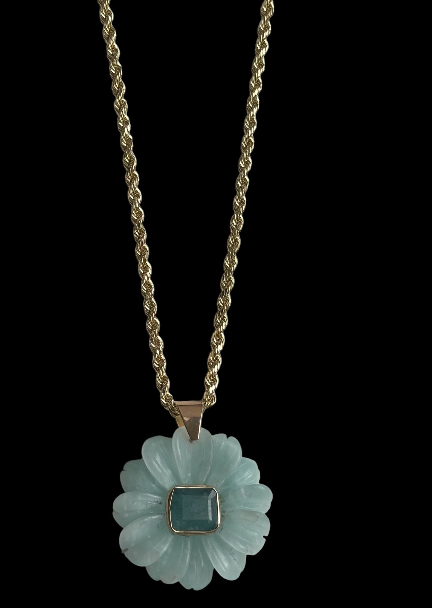 FLORA necklace, amazonite & emerald