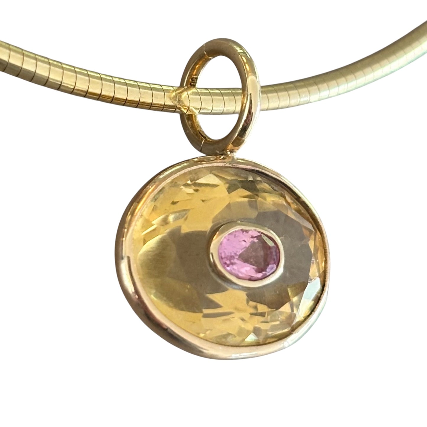 DISCO Pendant, Citrine with Pink Sapphire