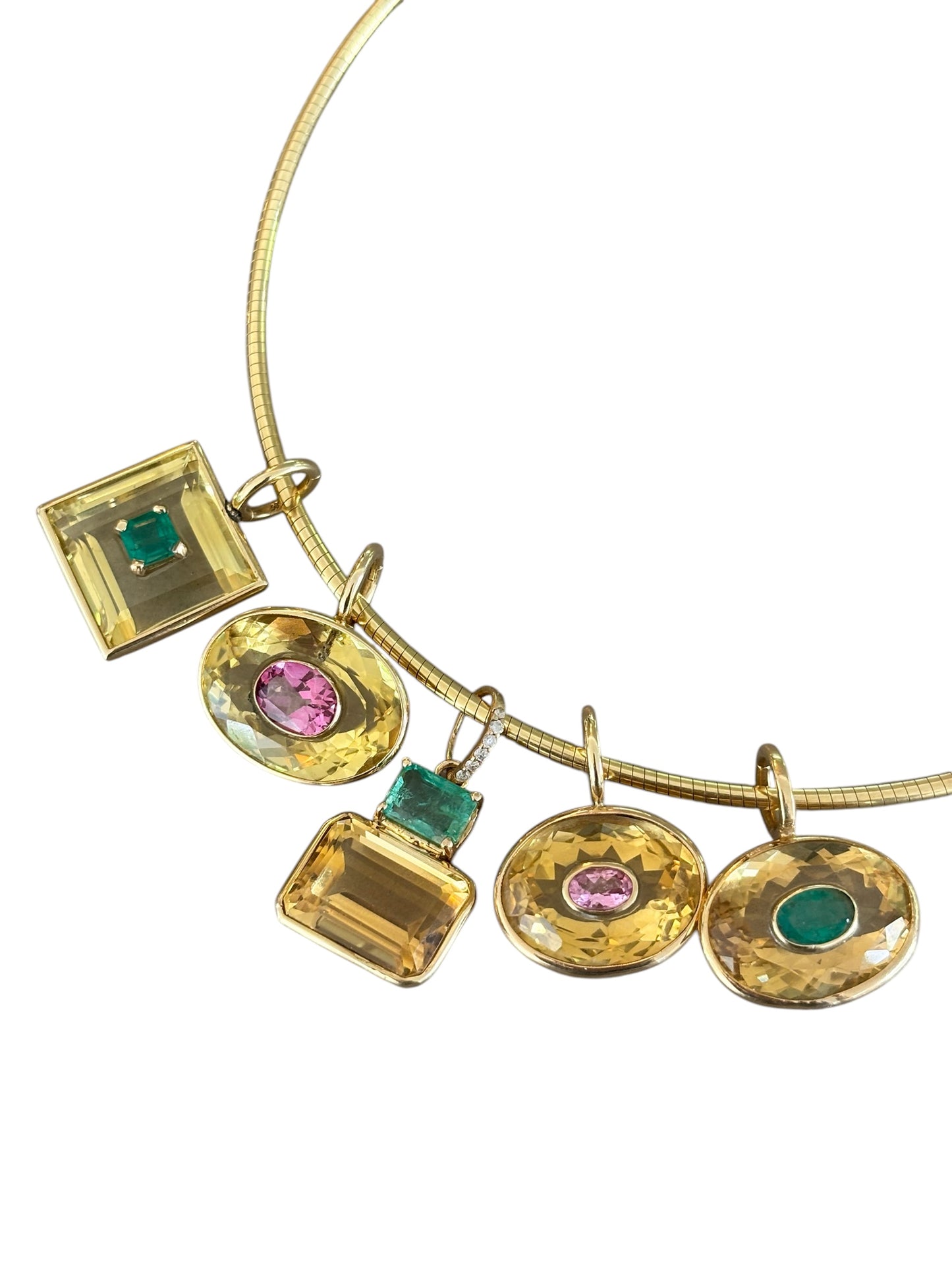 DISCO Pendant, Square Citrine with Emerald