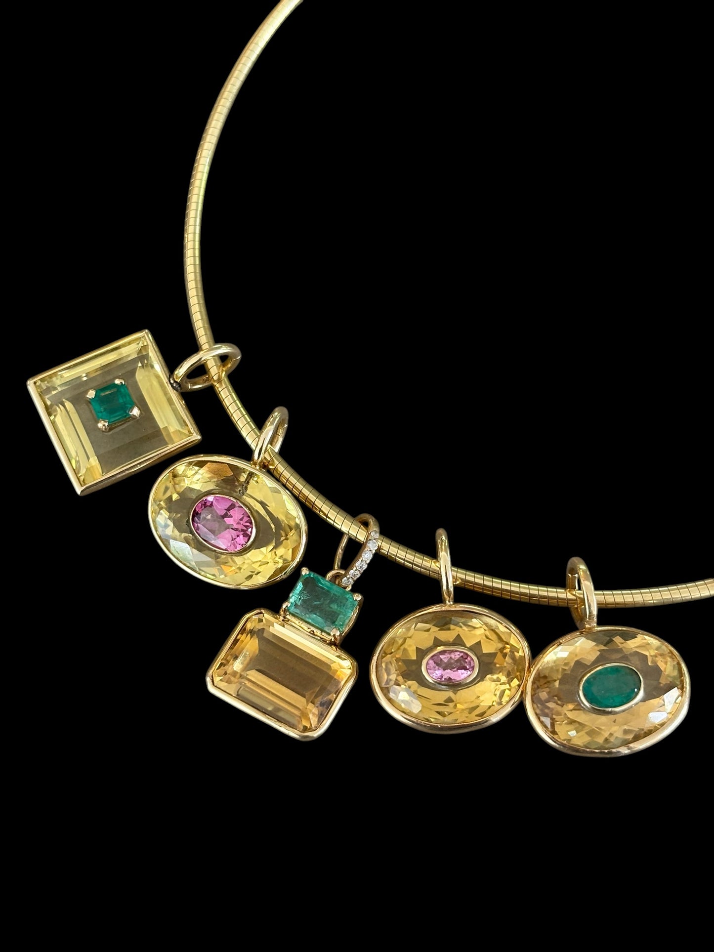 DISCO Pendant, Square Citrine with Emerald