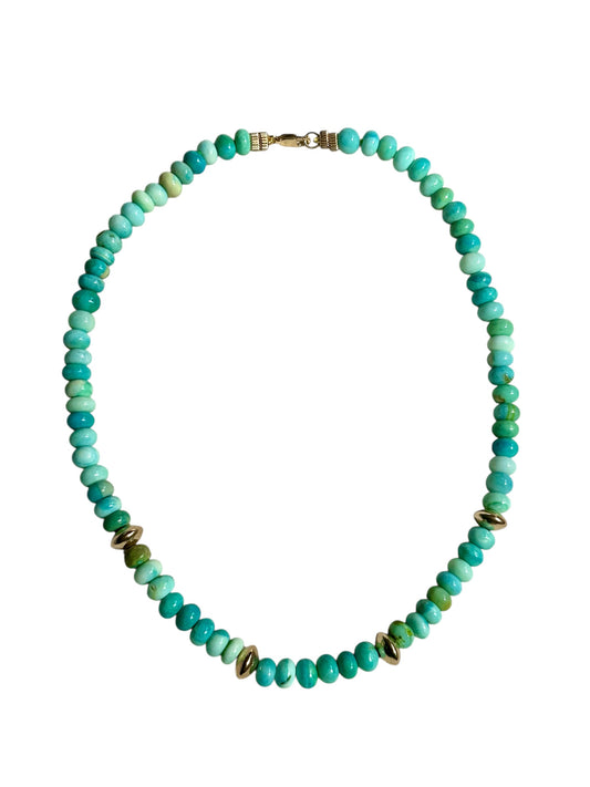 Green Opal and Gold Necklace