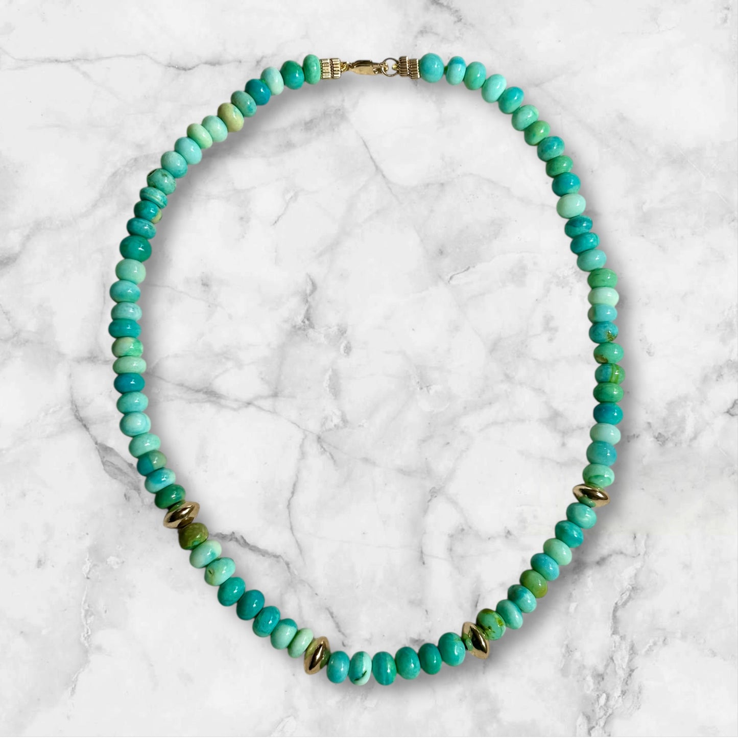 Green Opal and Gold Necklace