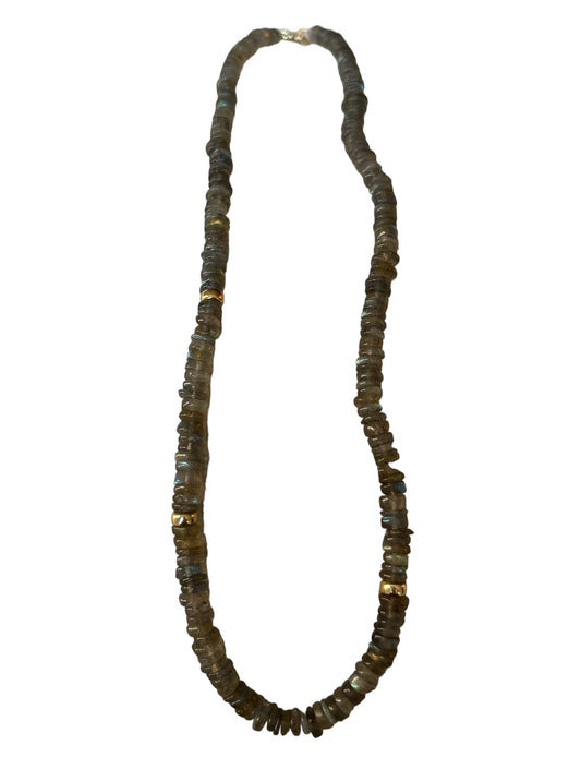 Labradorite & 14k gold heishi necklace