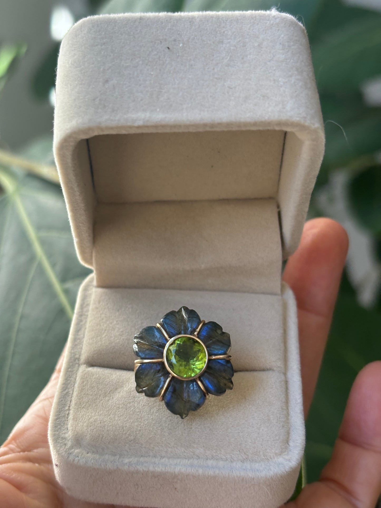 FLORA ring, labradorite & peridot