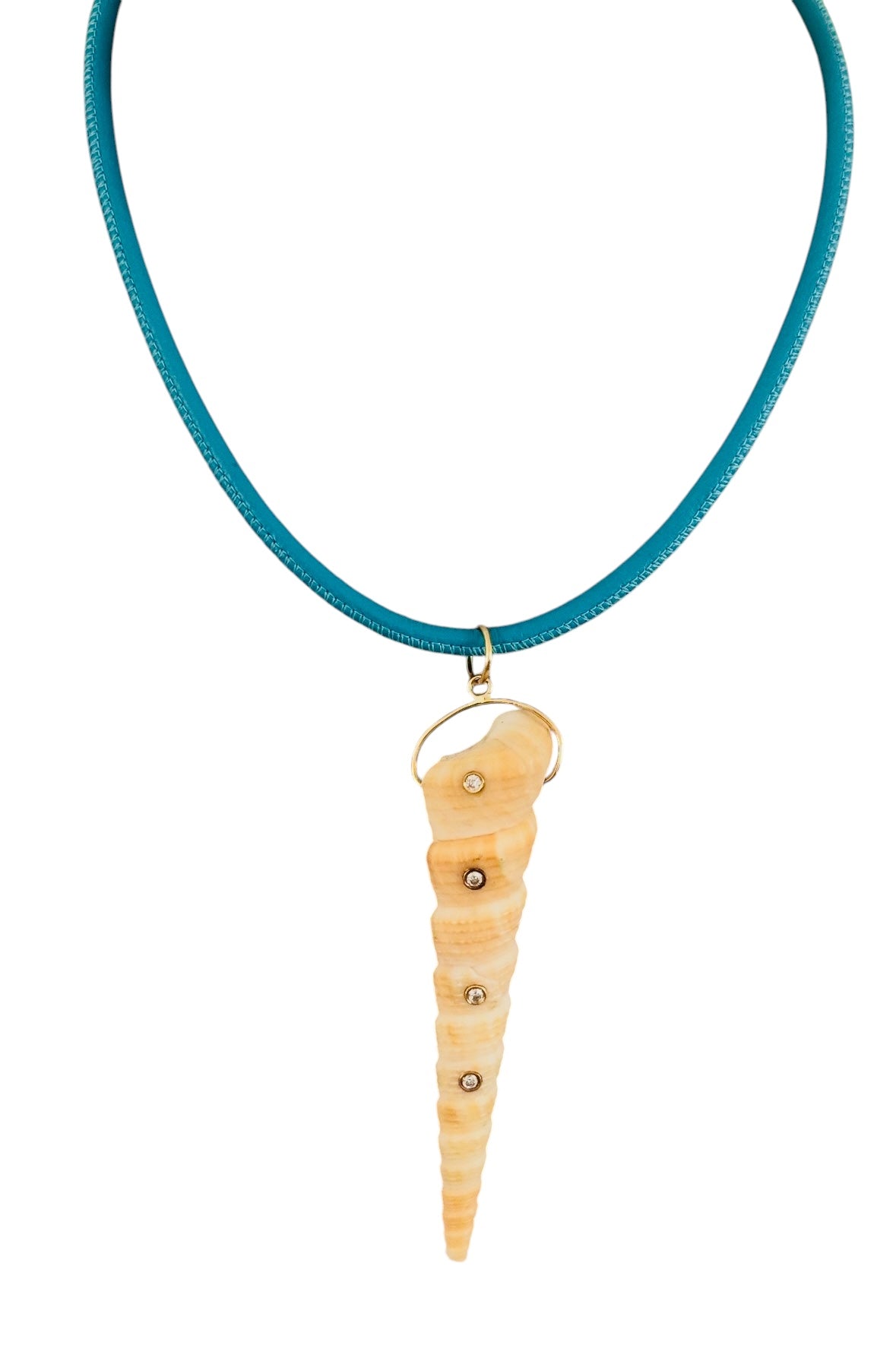 Turquoise Leather Cord with 14k Gold