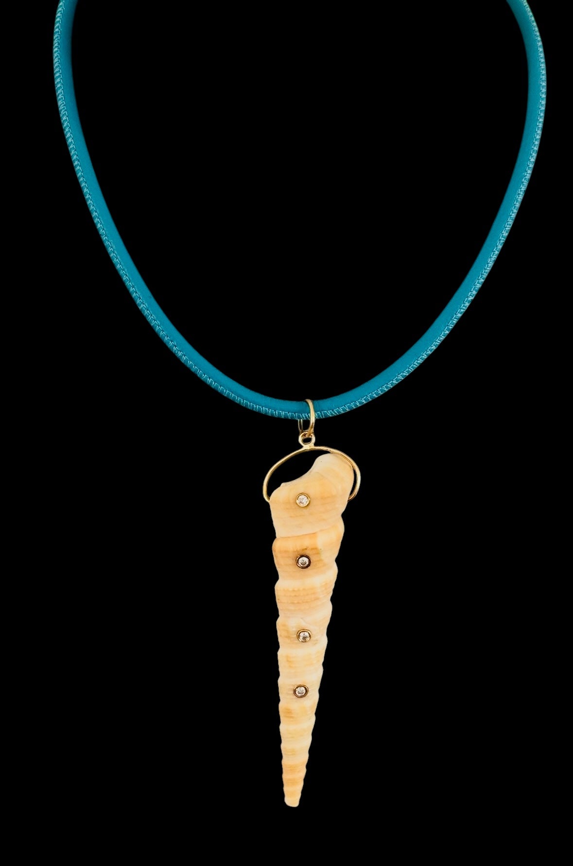 Turquoise Leather Cord with 14k Gold