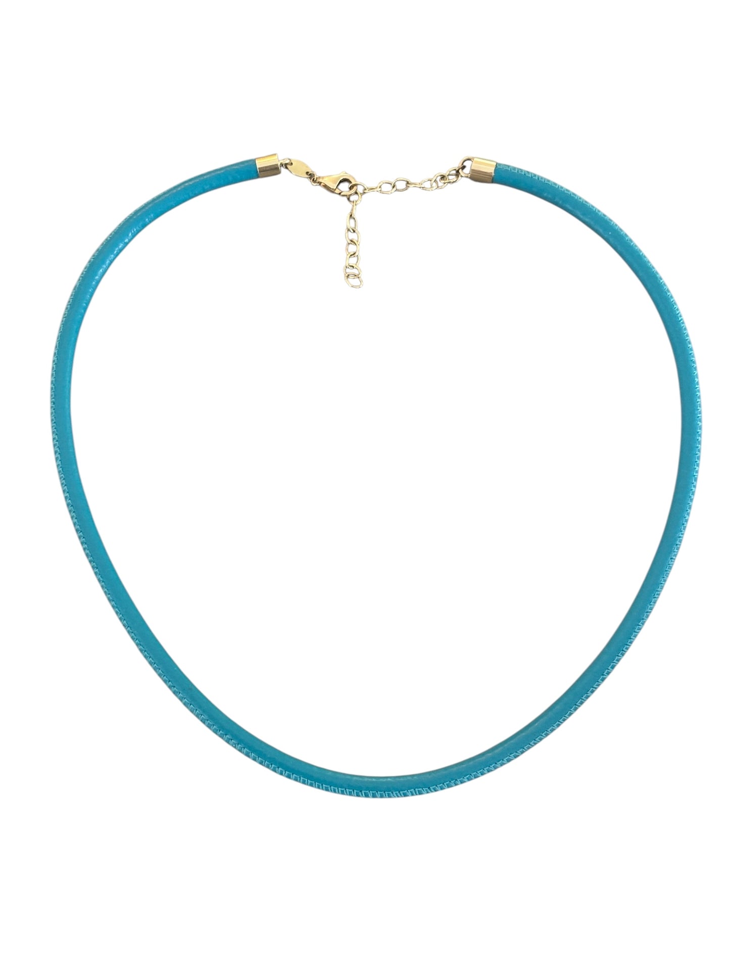 Turquoise Leather Cord with 14k Gold