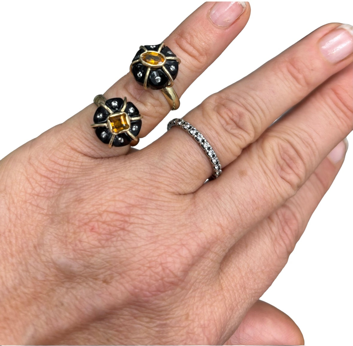 F L O R A  Pinky Ring, black onyx, citrine & diamonds