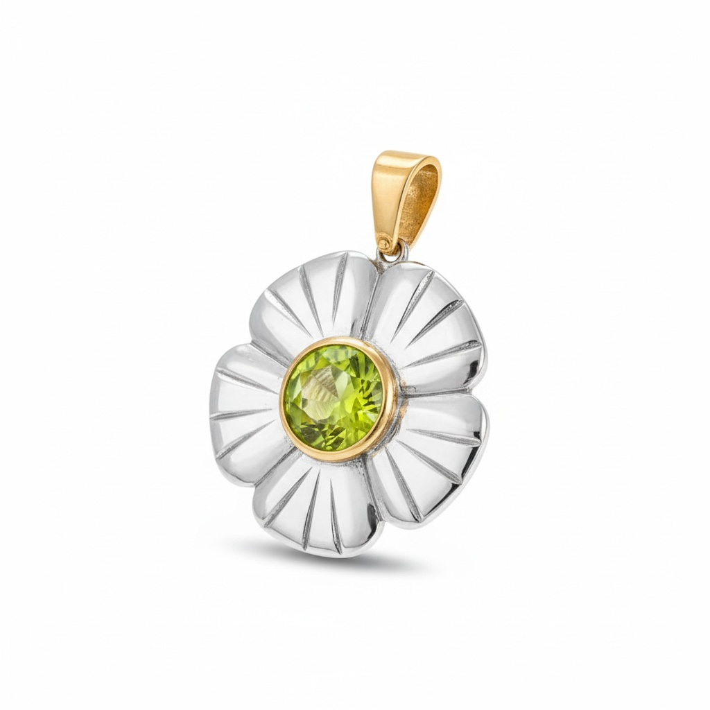 FLORA Pendant, Rock Crystal with Peridot