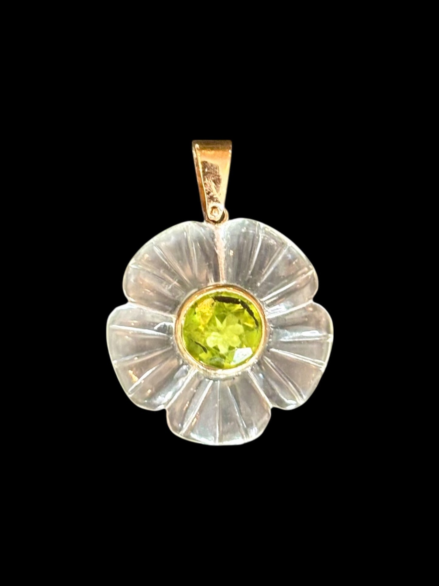 FLORA Pendant, Rock Crystal with Peridot