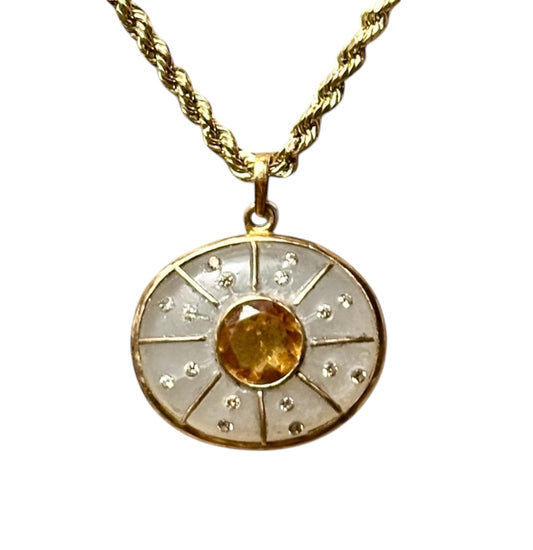 S O L PENDANT, moonstone, citrine and diamonds