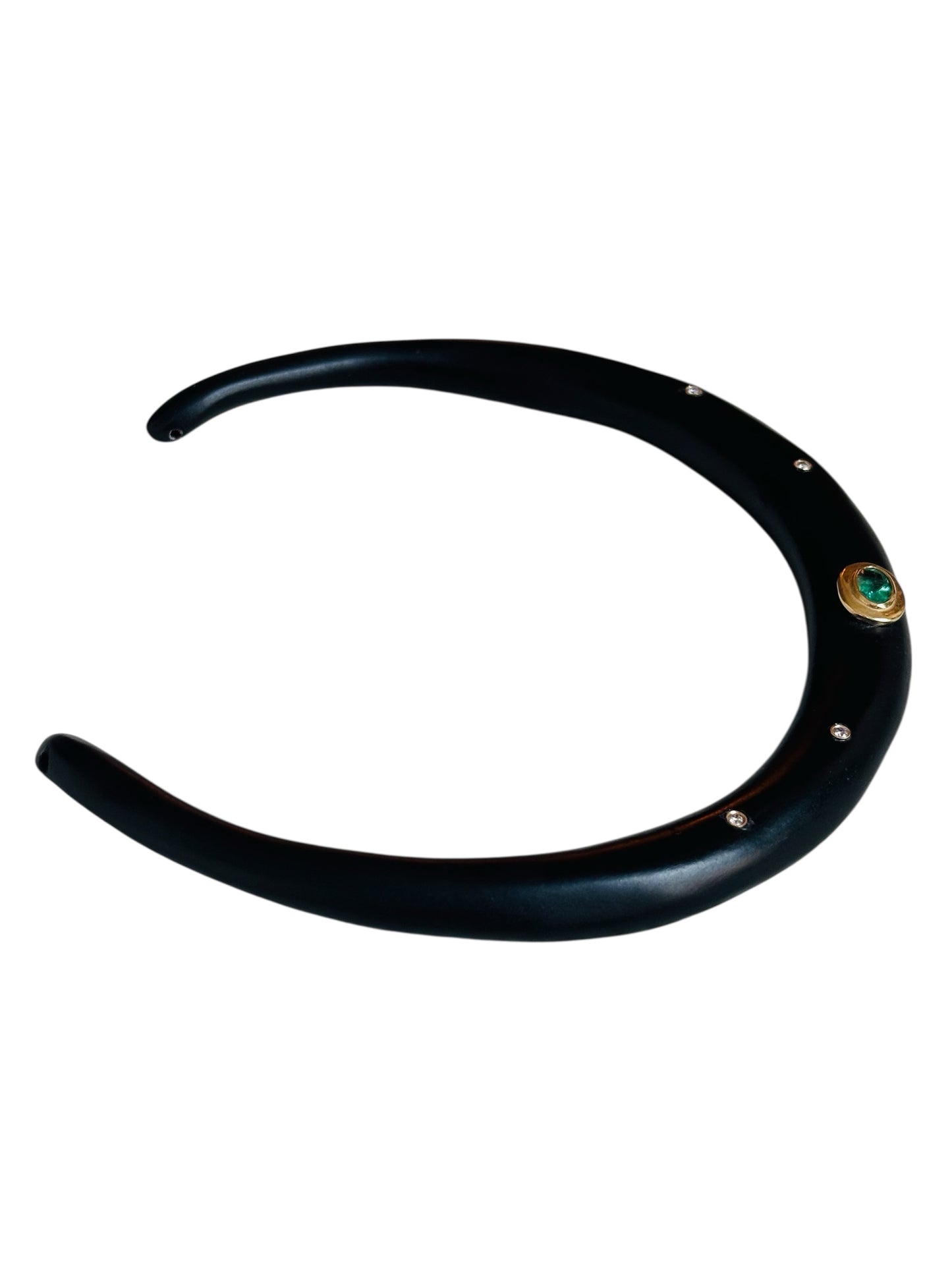 Wood Collar with Emerald & Diamonds